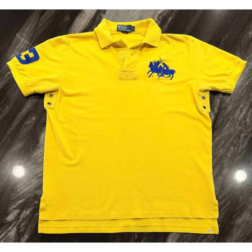 Vintage Polo Ralph Lauren Big Pony #3 Polo Shirt Mens L Rugby Equestrian Classic